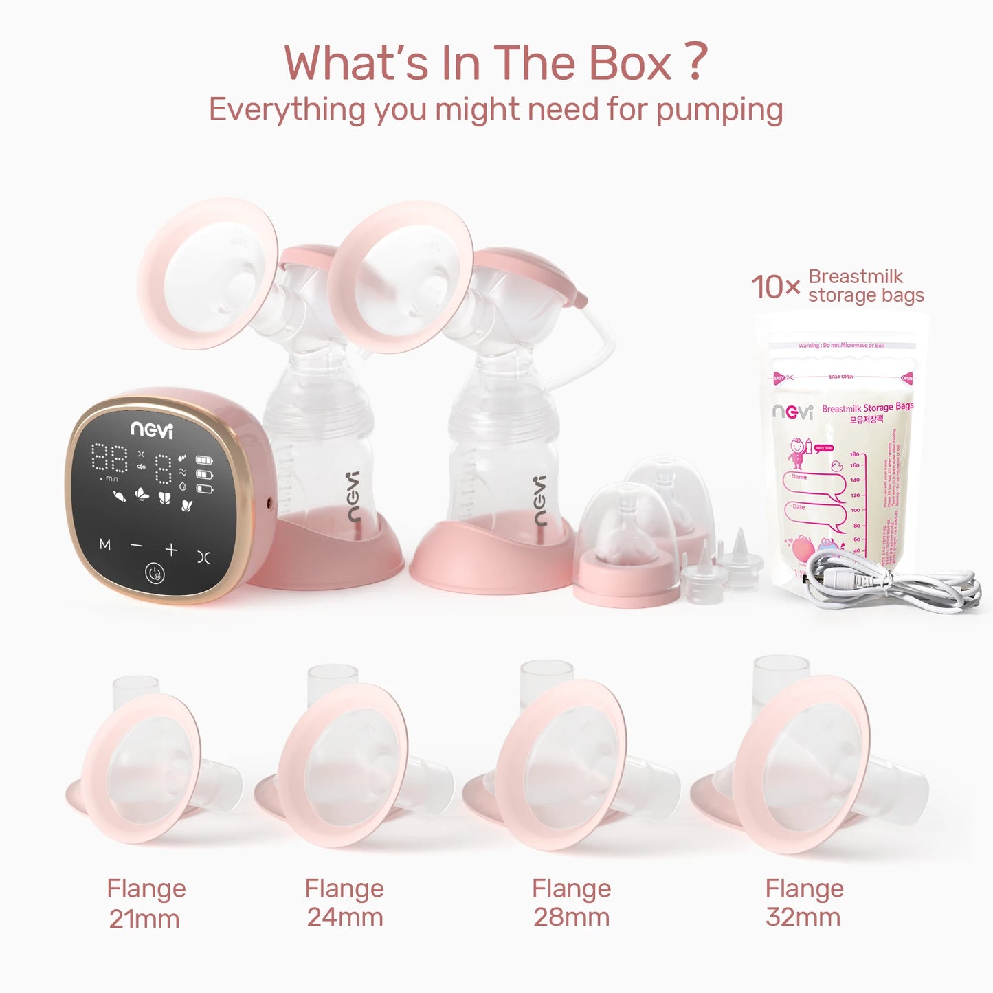 NCVI Double Electric Breast Pump with LED Display & Storage Bags