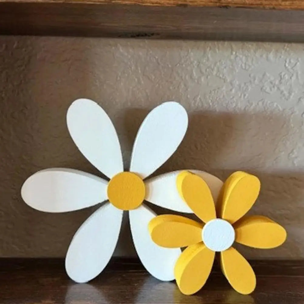 Wooden Daisy Nursery Decor - 3D Flower Shelf Decorations Set of 2