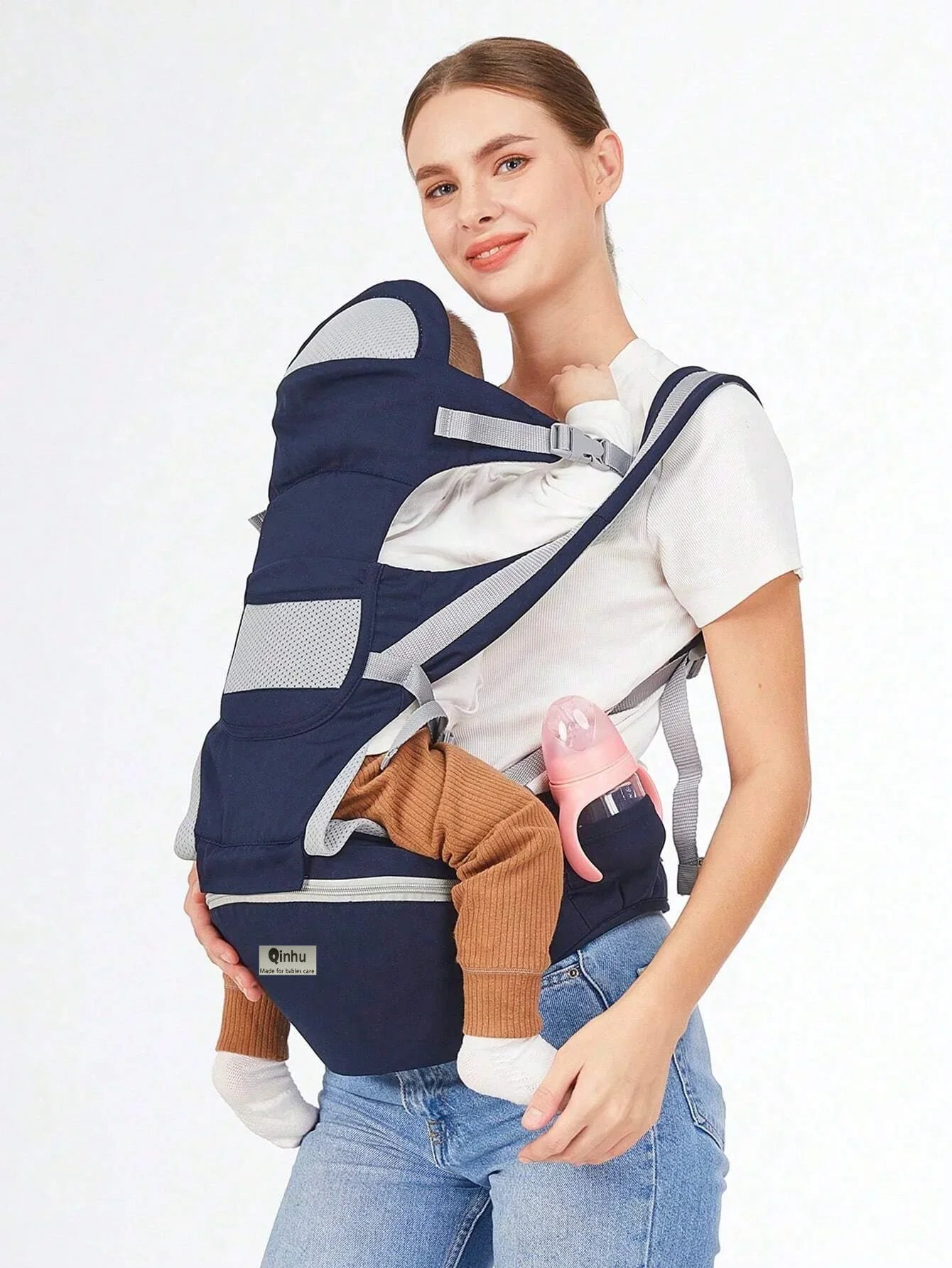 Ergonomic Baby Carrier with Hip Seat - Adjustable & Portable for All-Day Comfort