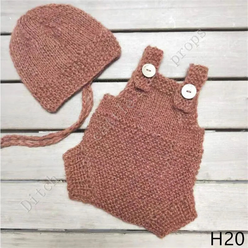 Luxury Mohair Newborn Photography Set - Romper & Bonnet