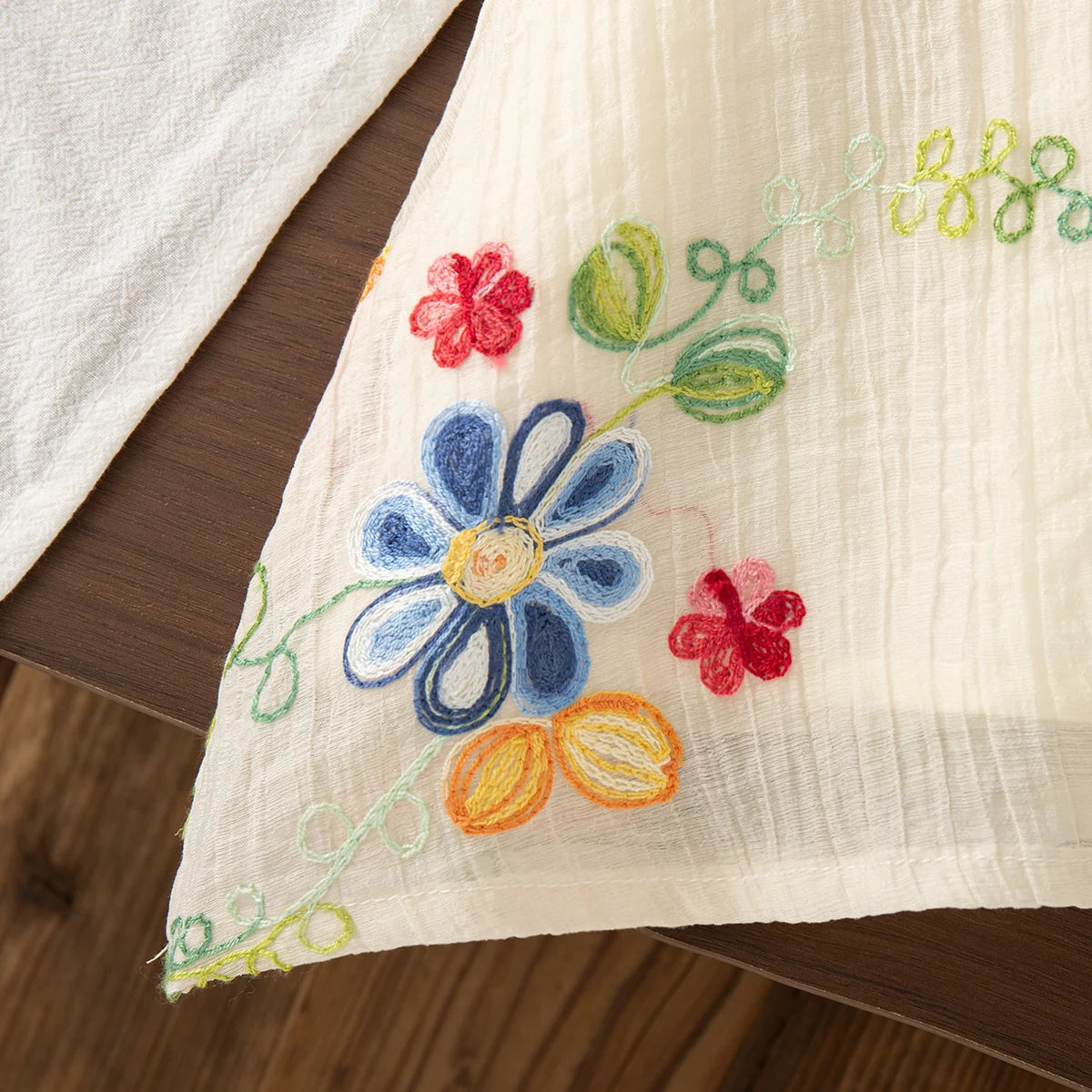 Flower Embroidery Baby Girl Summer Dress - Cotton Beach Dress