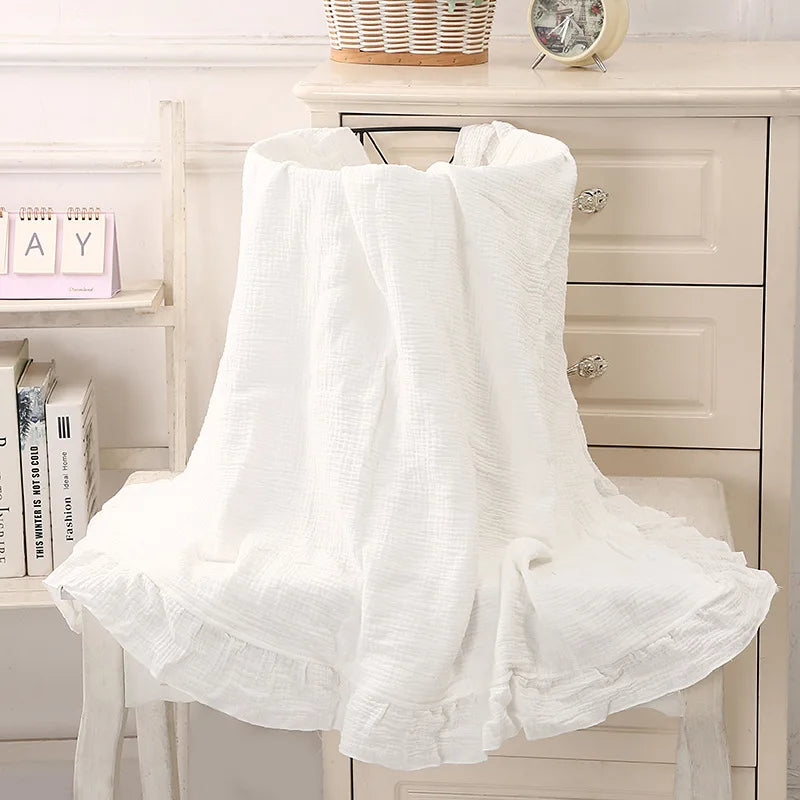 Ruffled Dreams Premium Muslin Baby Swaddle - Organic Cotton Blanket