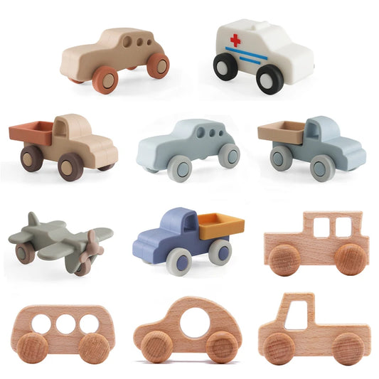 Montessori Wooden Car Teether - BPA Free Baby Toy