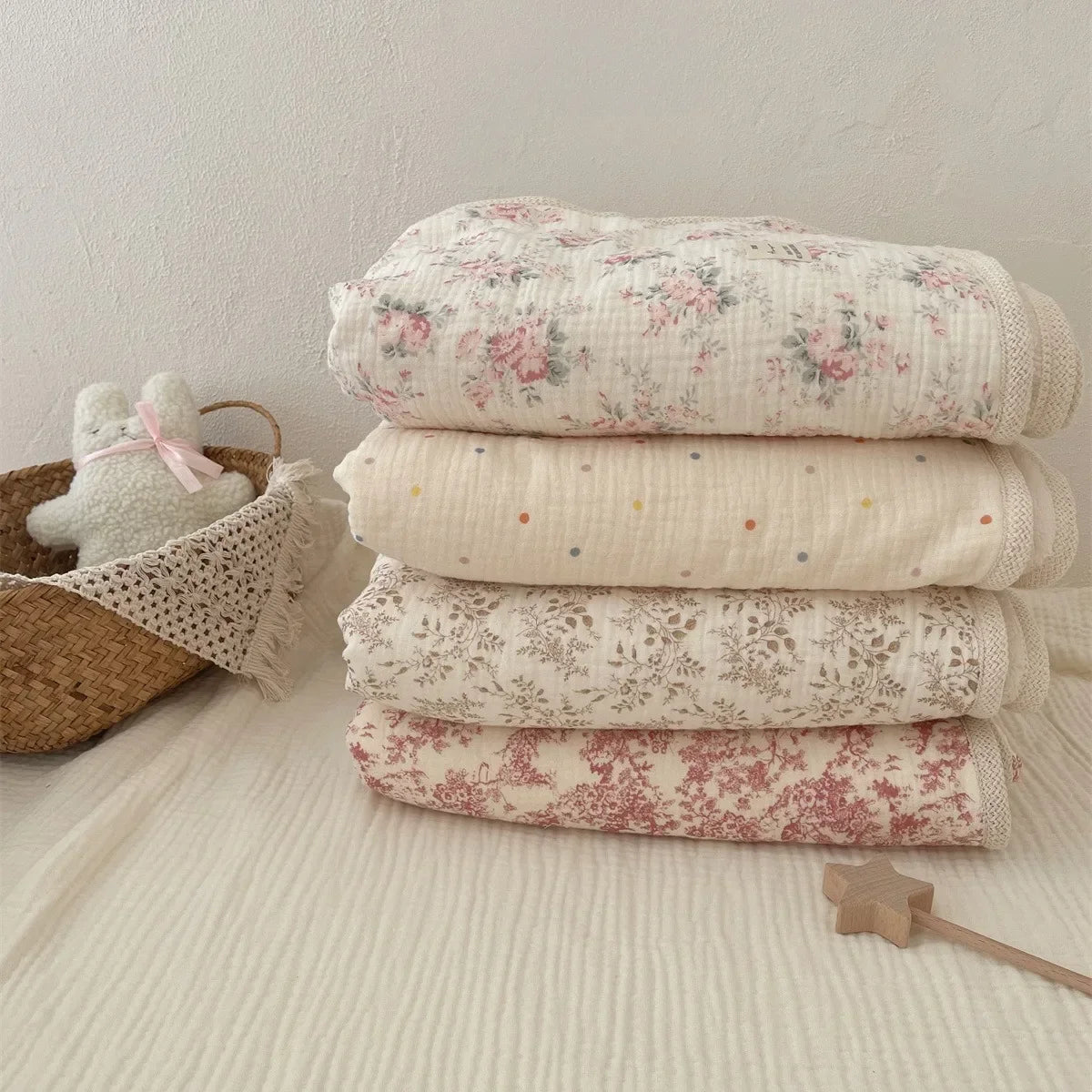 Winter Baby Blanket - Ultra-Soft Fleece Cotton Muslin Swaddle (90×130cm)