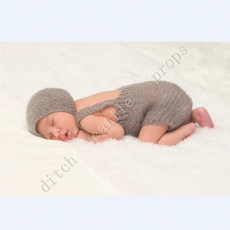Luxury Mohair Newborn Photography Set - Romper & Bonnet