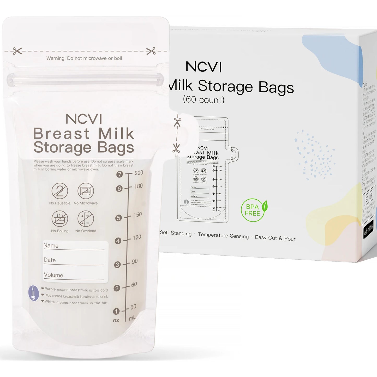 Breastmilk Storage Bags 200ml – Temperature-Sensing, Double-Sealed & BPA-Free