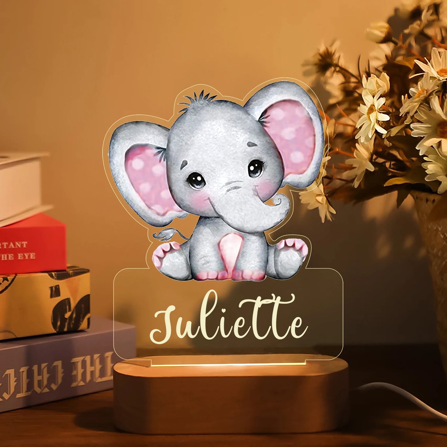 Personalized Animal Night Light - Custom Name LED Lamp for Nursery