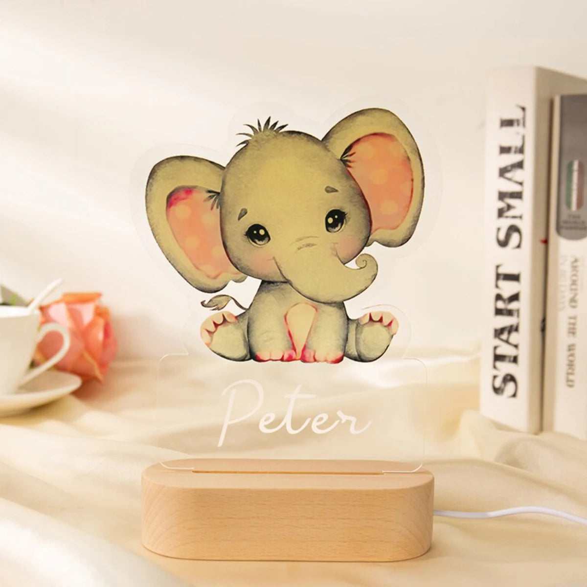 Personalized Animal Night Light - Custom Name LED Lamp for Nursery