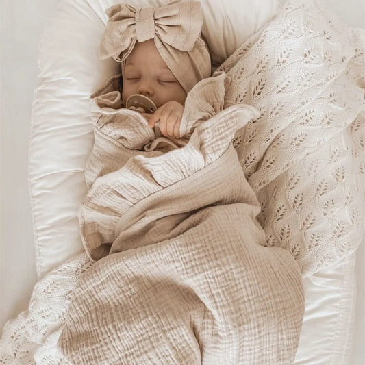 Ruffled Dreams Premium Muslin Baby Swaddle - Organic Cotton Blanket