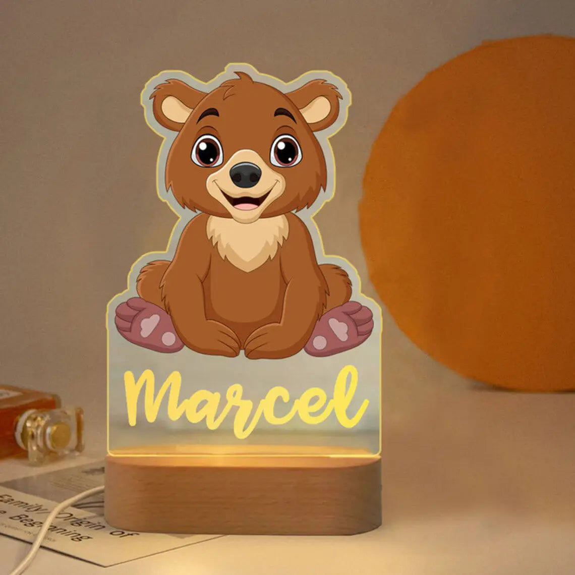 Personalized Animal Night Light - Custom Name LED Lamp for Nursery