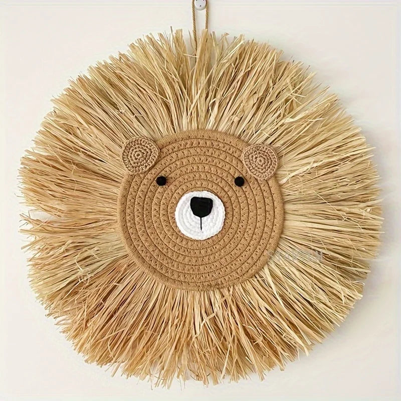 Handwoven Lion Wall Art - Nordic Style Nursery Decor