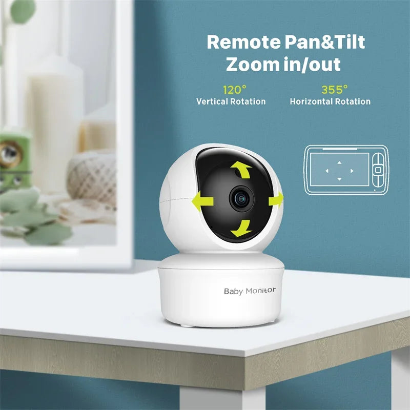 BabyStar 5" HD Video Baby Monitor - Remote Pan/Tilt/Zoom Camera with Two-Way Audio