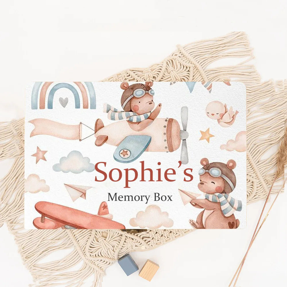 Personalized Baby Memory Box - Wooden Keepsake Treasure Chest