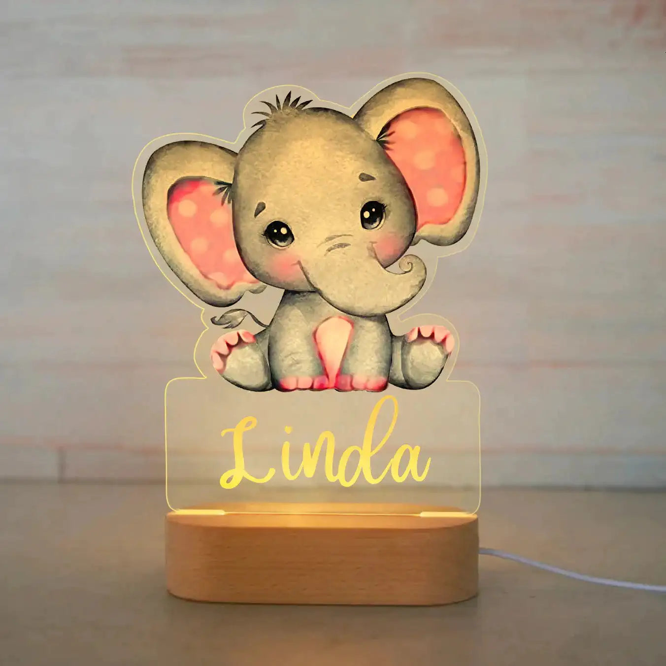 Personalized Animal Night Light - Custom Name LED Lamp for Nursery
