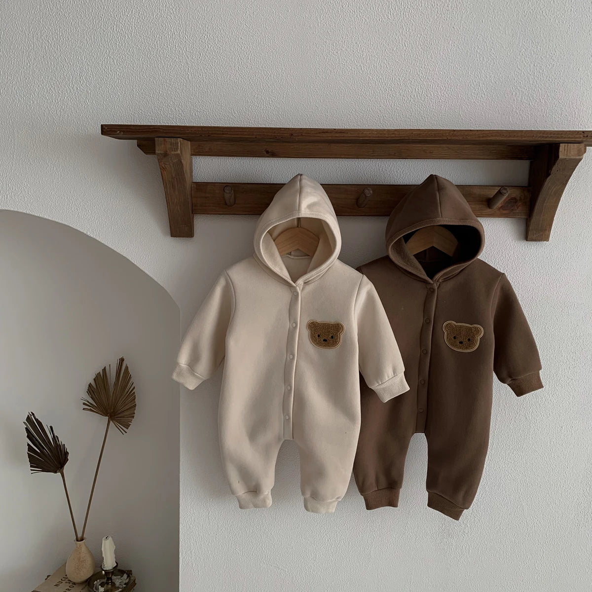 Adorable Bear Hooded Baby Winter Jumpsuit - Cozy Newborn Bodysuit (0-2 Years)
