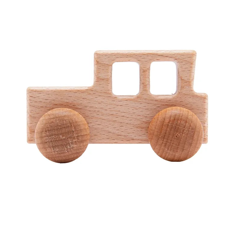 Montessori Wooden Car Teether - BPA Free Baby Toy