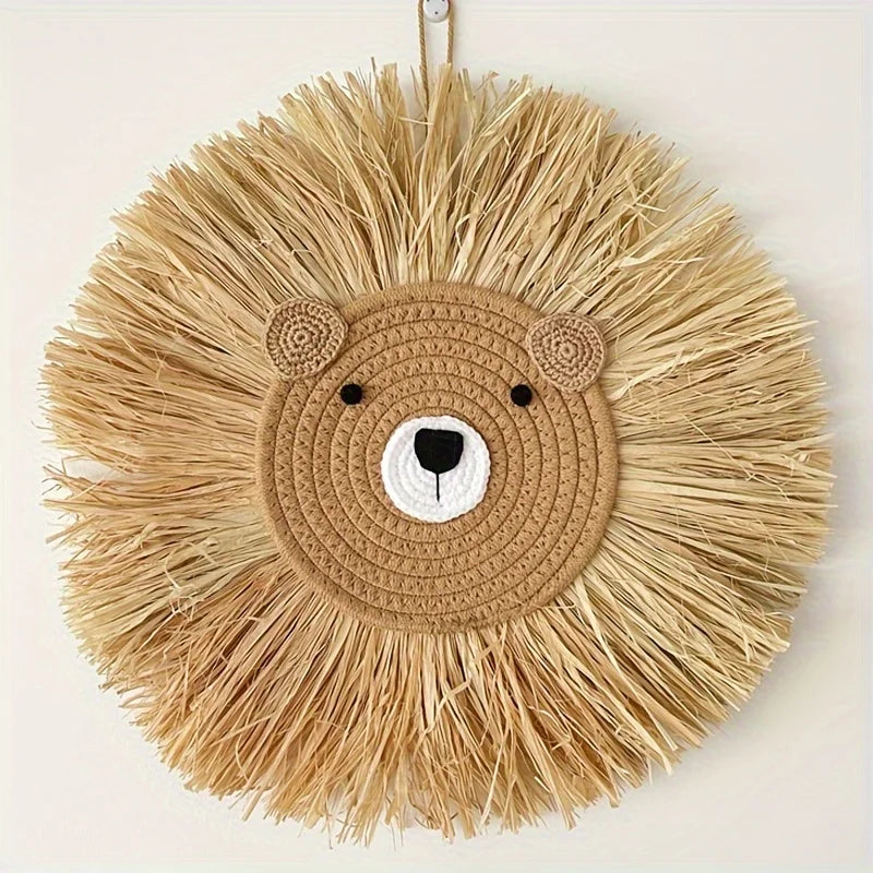 Handwoven Lion Wall Art - Nordic Style Nursery Decor