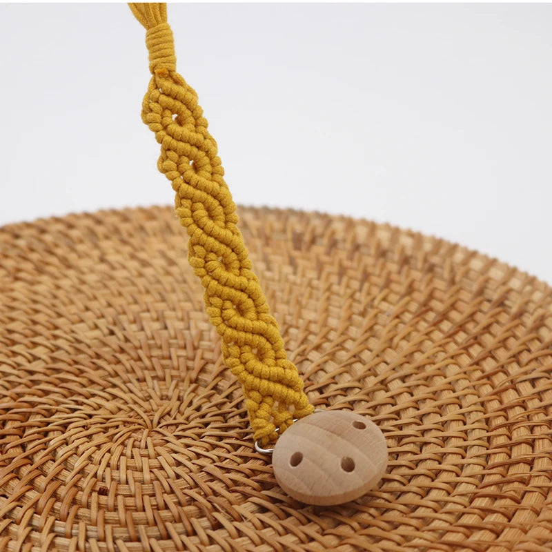 Handmade Macrame Pacifier Clip - Vintage Cotton Infinity Chain for Baby
