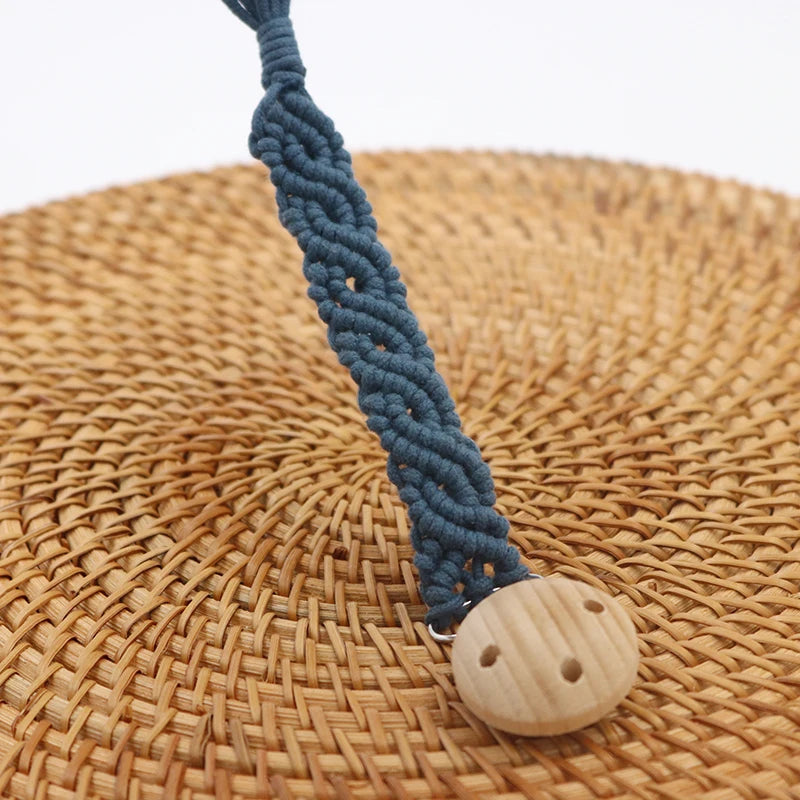 Handmade Macrame Pacifier Clip - Vintage Cotton Infinity Chain for Baby
