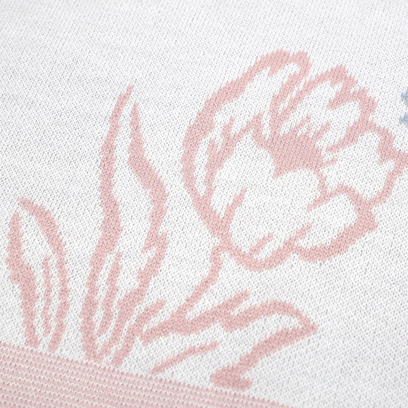 Bloom & Comfort Floral Baby Security Blanket - Soft Knitted Acrylic Throw