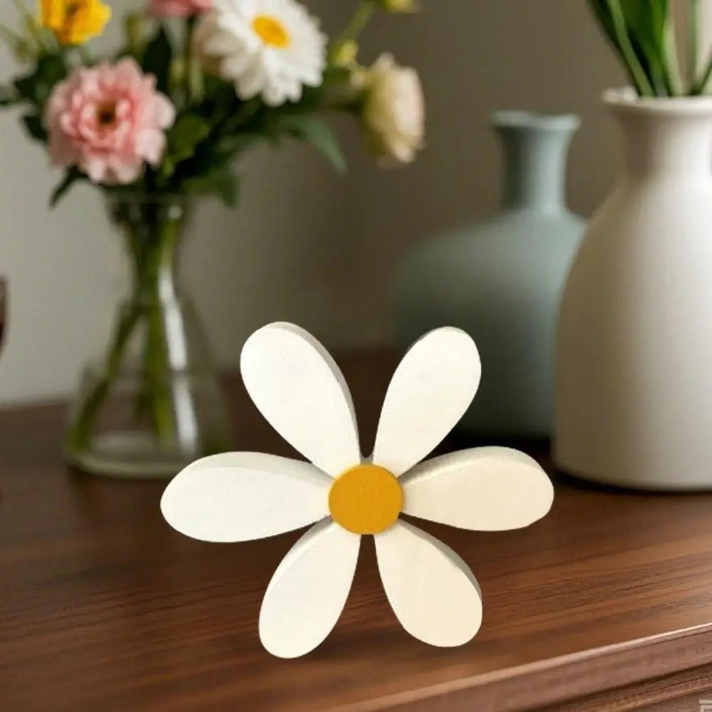 Wooden Daisy Nursery Decor - 3D Flower Shelf Decorations Set of 2