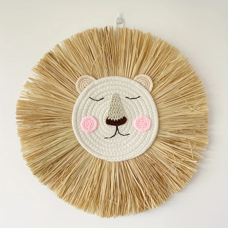 Handwoven Lion Wall Art - Nordic Style Nursery Decor