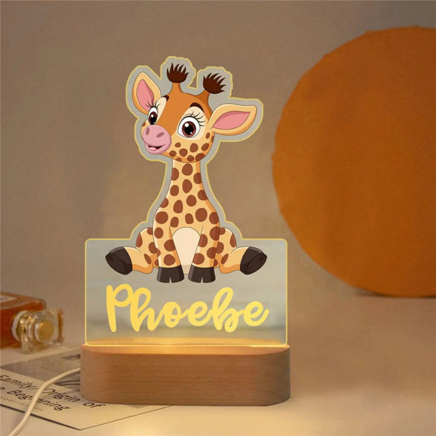 Personalized Animal Night Light - Custom Name LED Lamp for Nursery