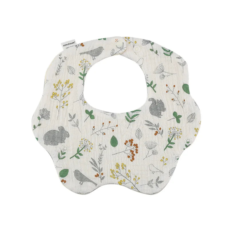 Premium Cotton Baby Bib - Waterproof Cartoon Print Feeding Bib (0-2 Years)