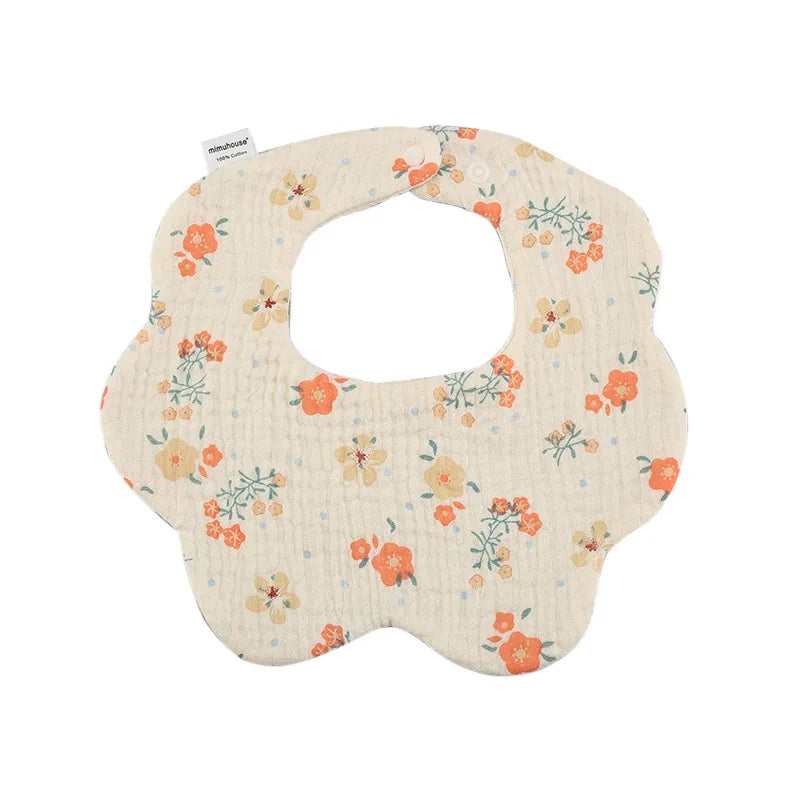 Premium Cotton Baby Bib - Waterproof Cartoon Print Feeding Bib (0-2 Years)