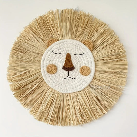 Handwoven Lion Wall Art - Nordic Style Nursery Decor