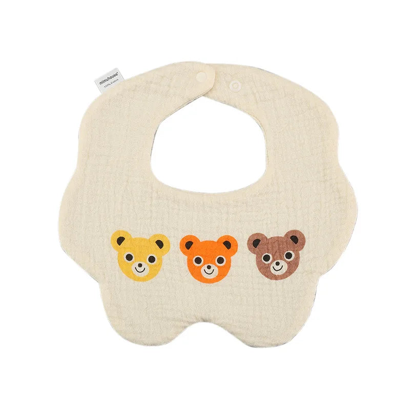 Premium Cotton Baby Bib - Waterproof Cartoon Print Feeding Bib (0-2 Years)