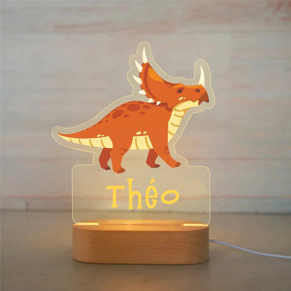 Personalized Animal Night Light - Custom Name LED Lamp for Nursery