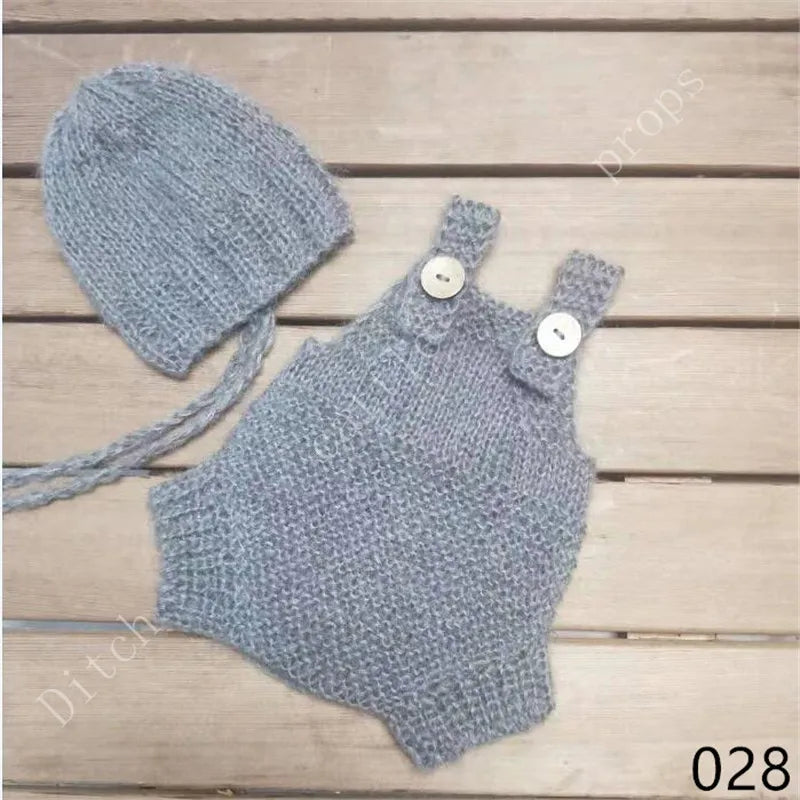 Luxury Mohair Newborn Photography Set - Romper & Bonnet