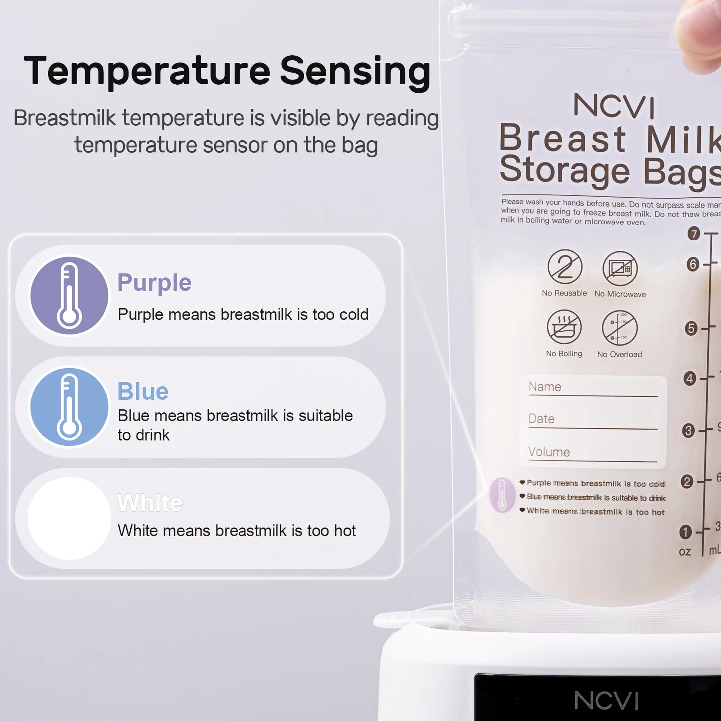Breastmilk Storage Bags 200ml – Temperature-Sensing, Double-Sealed & BPA-Free