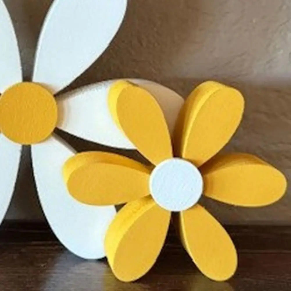 Wooden Daisy Nursery Decor - 3D Flower Shelf Decorations Set of 2