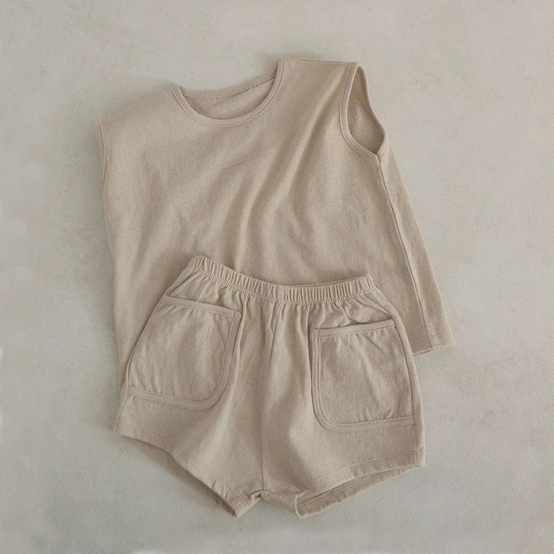 Premium Cotton Baby Tank Top & Shorts Set - Summer Essentials