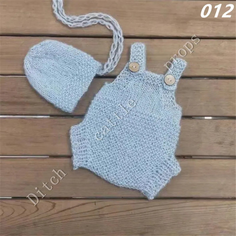 Luxury Mohair Newborn Photography Set - Romper & Bonnet