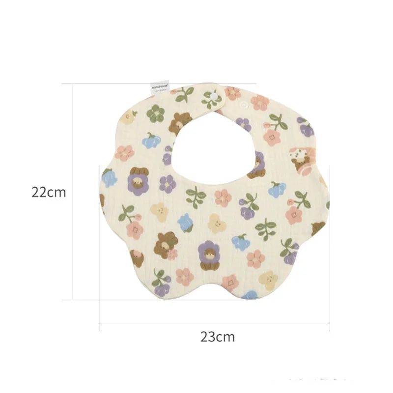 Premium Cotton Baby Bib - Waterproof Cartoon Print Feeding Bib (0-2 Years)