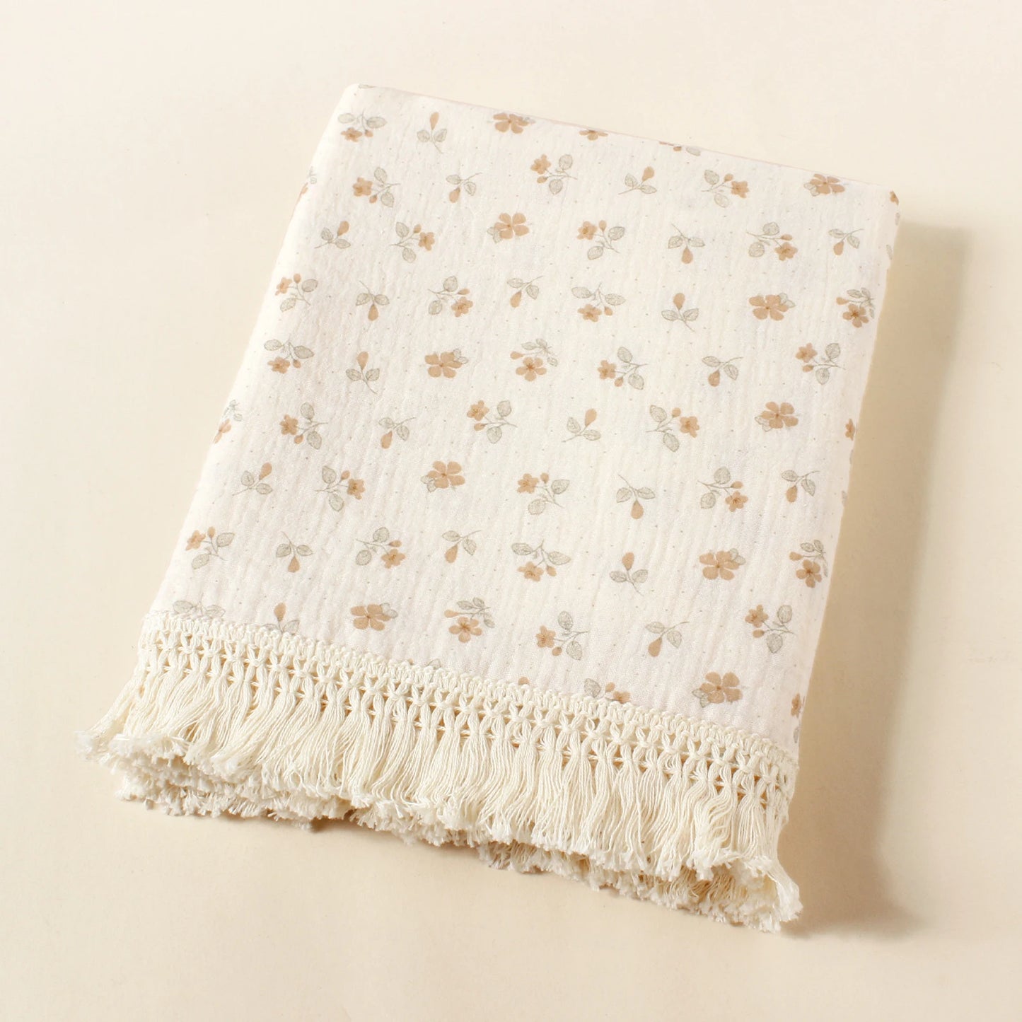 Dreamy Floral Baby Blanket - Organic Cotton with Sweet Tassels