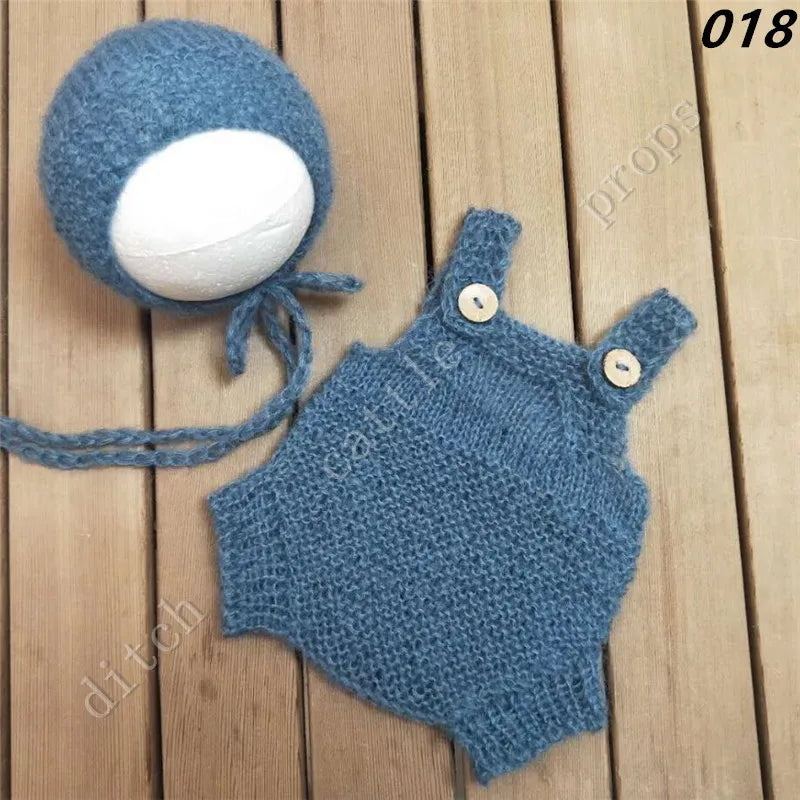 Luxury Mohair Newborn Photography Set - Romper & Bonnet