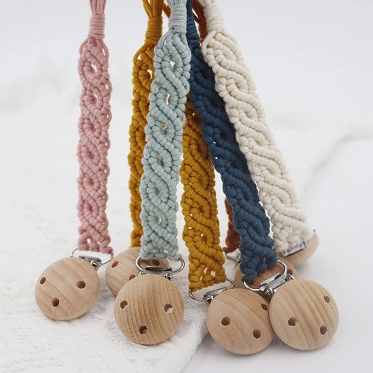 Handmade Macrame Pacifier Clip - Vintage Cotton Infinity Chain for Baby