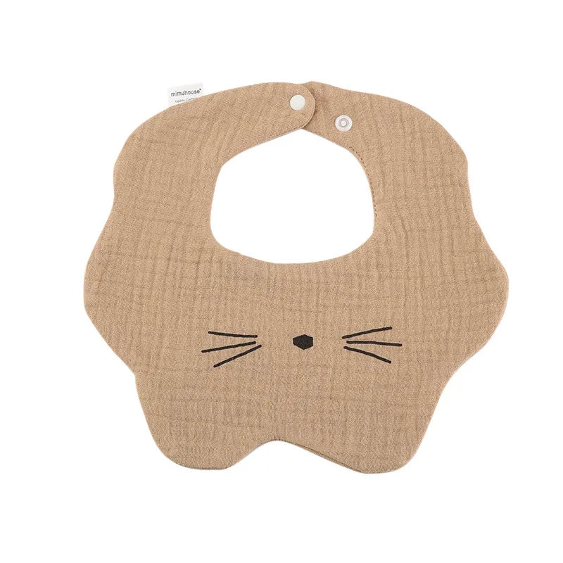 Premium Cotton Baby Bib - Waterproof Cartoon Print Feeding Bib (0-2 Years)