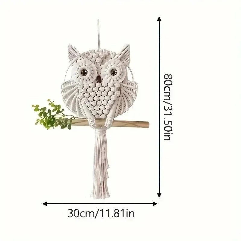 Handwoven Owl Wall Art - Boho Nursery Macrame Decor