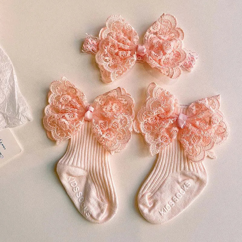Little Angel Bow & Sock Gift Set - Adorable Baby Headband & Cozy Socks