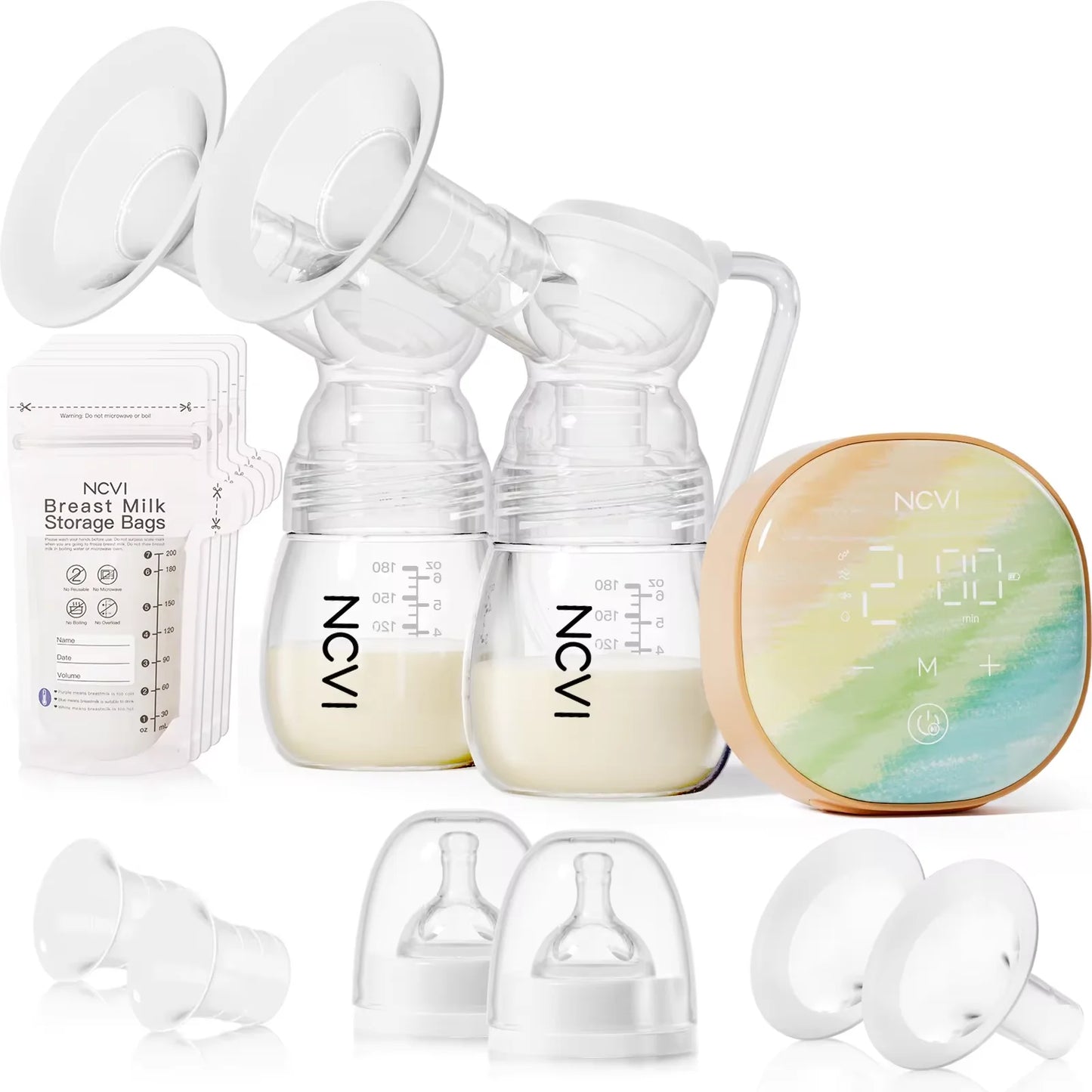 NCVI Double Electric Breast Pump with LED Display & Storage Bags