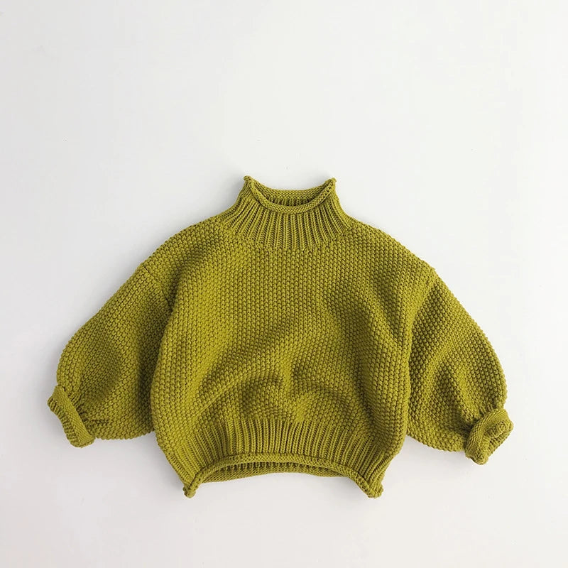 Cozy Kids Turtleneck Sweater - Vintage Korean Style Winter Knitwear