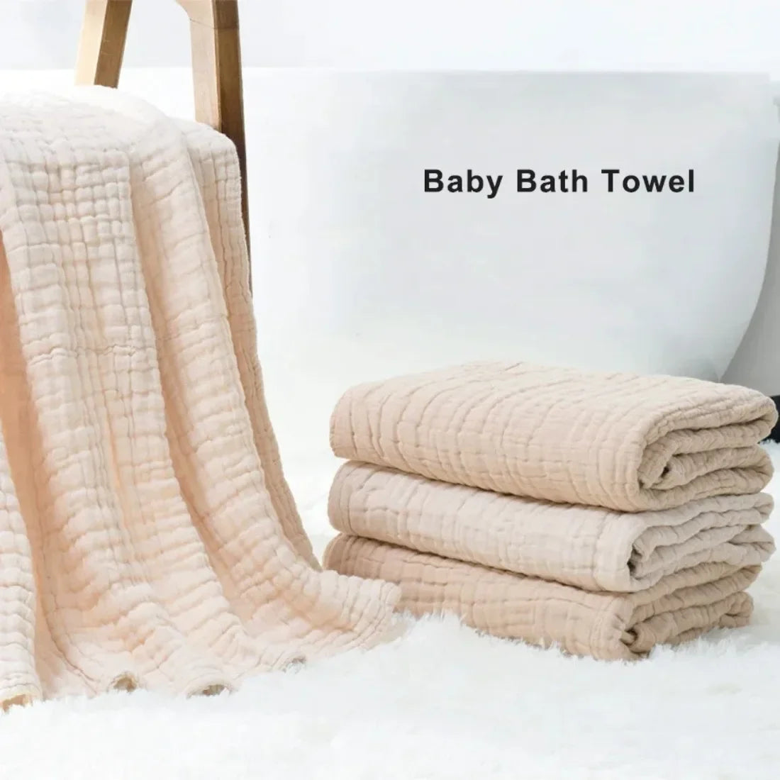 Luxurious 6-Layer Muslin Baby Bath Towel - Ultra Soft Cotton Swaddle Blanket