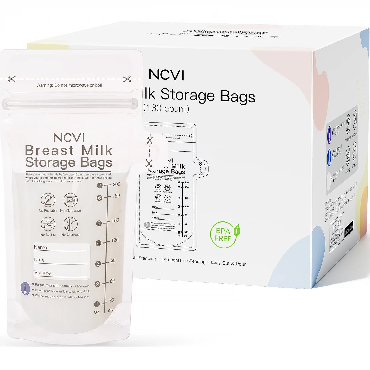 Breastmilk Storage Bags 200ml – Temperature-Sensing, Double-Sealed & BPA-Free