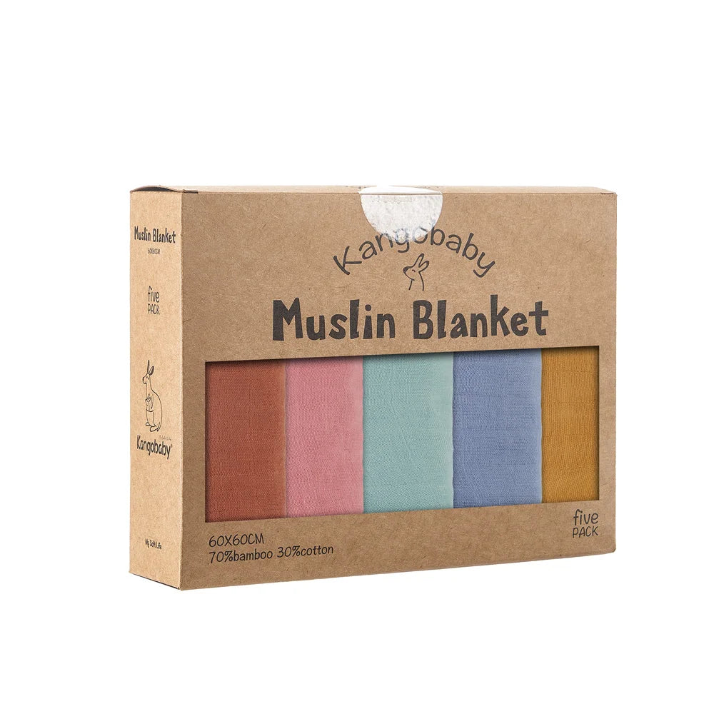 Premium 5-Piece Bamboo Cotton Baby Bib & Burp Cloth Set - Ultra-Soft Antibacterial