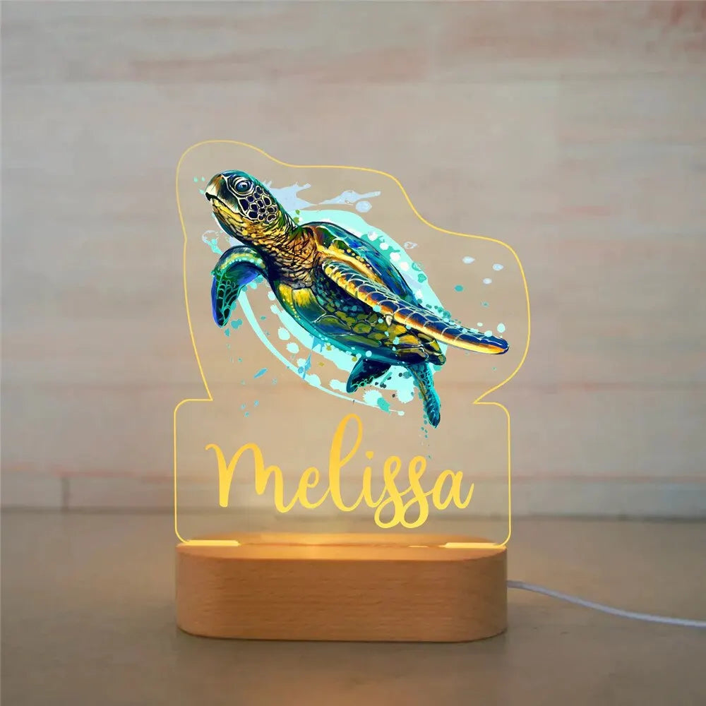 Personalized Animal Night Light - Custom Name LED Lamp for Nursery